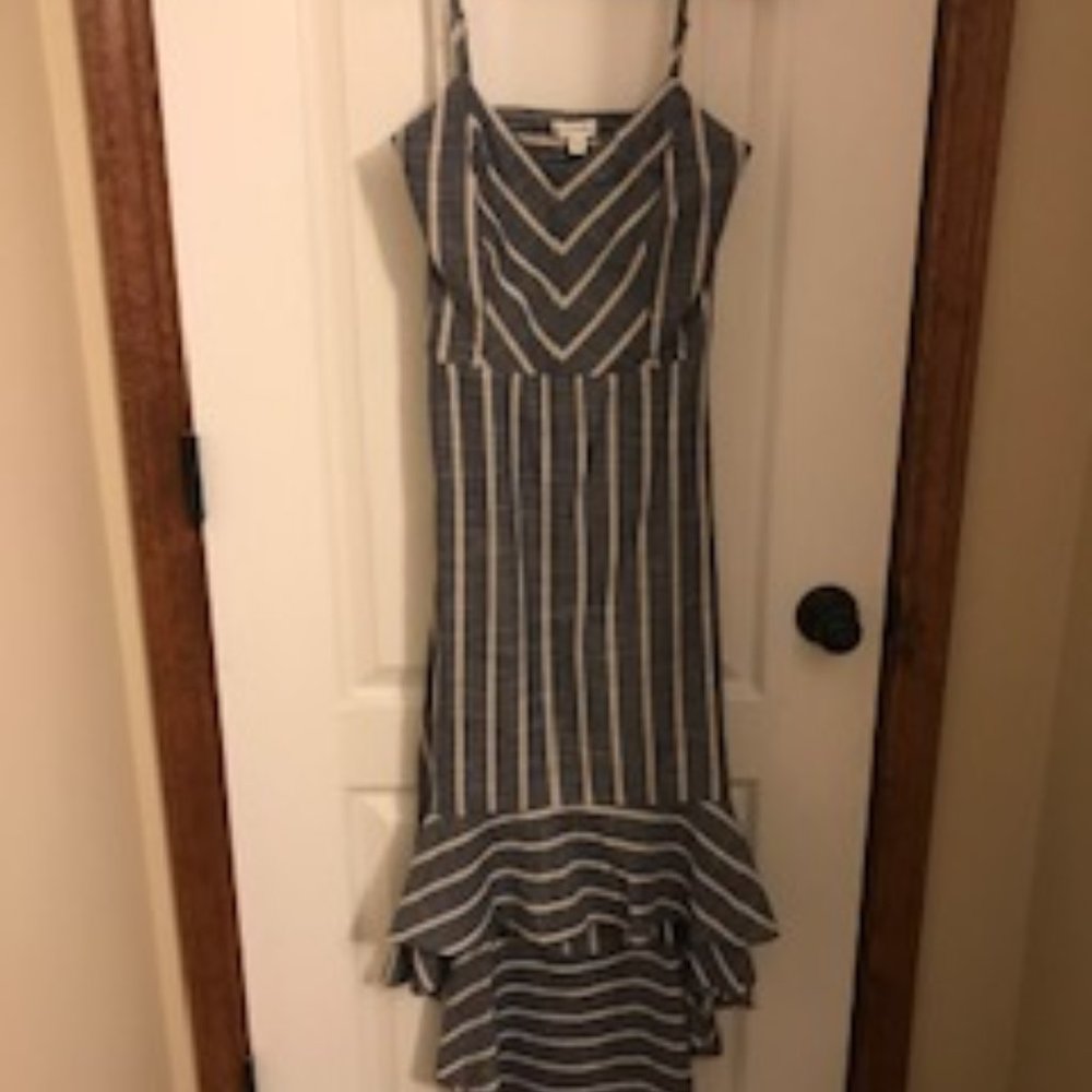 Blue/Ivory high-low dress